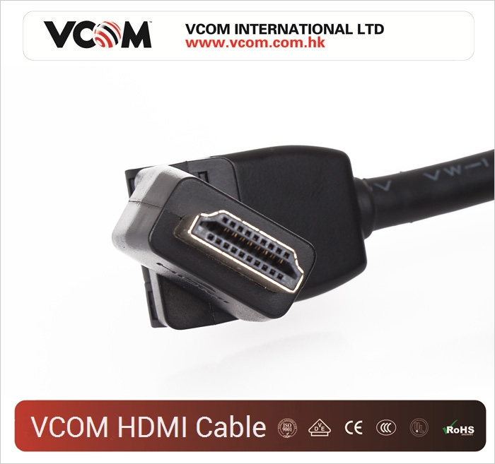 Cble HDMI VCOM plaqu or avec un connecteur rotatif