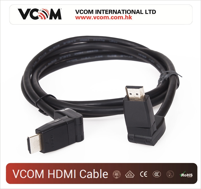 Cble HDMI VCOM plaqu or avec un connecteur rotatif