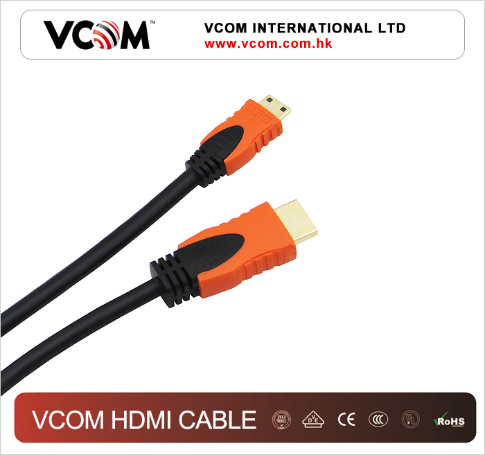 cble HDMI VCOM de haut de gamme Orange et Noir moul 