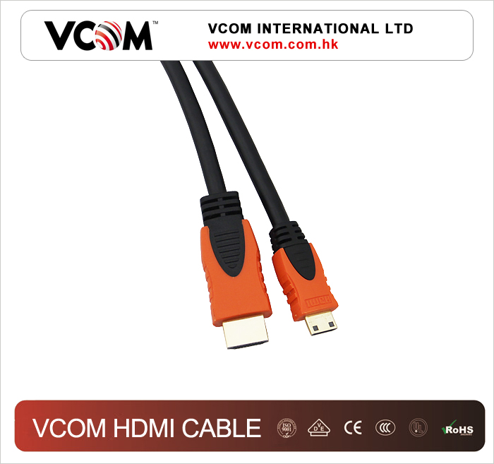 cble HDMI VCOM de haut de gamme Orange et Noir moul 